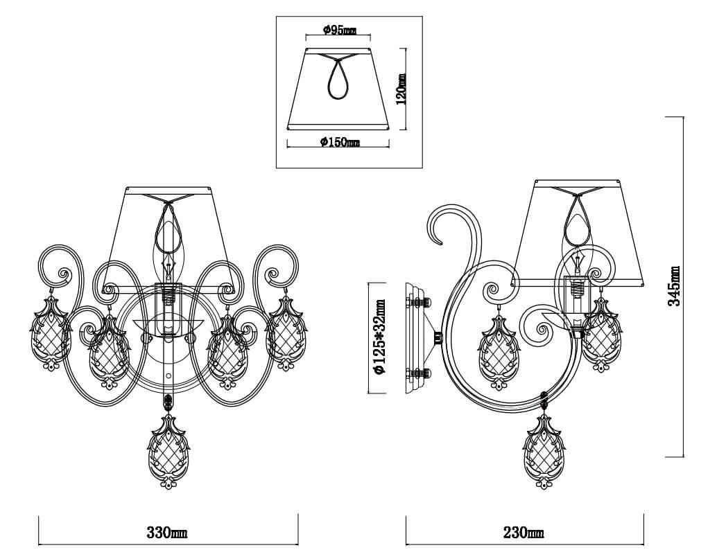 Бра настенное бронзовое Rivoli Molto 2010-401 RIVOLI MOLTO 00-3930002 Бронза  - Вид №1
