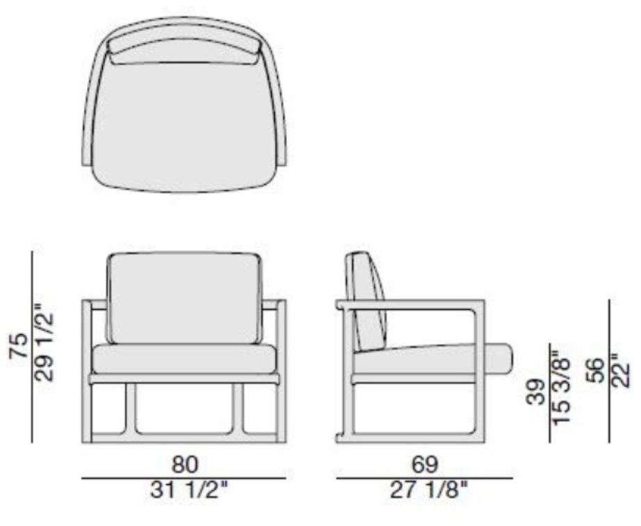 Porada Кресло из ткани с подлокотниками Nineteen sun-id-1466399 - Вид №3