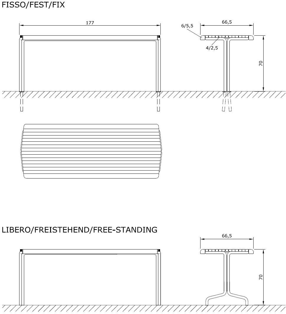 Euroform W Прямоугольный деревянный стол для общественных мест Contour 324t, 326t - Вид №3