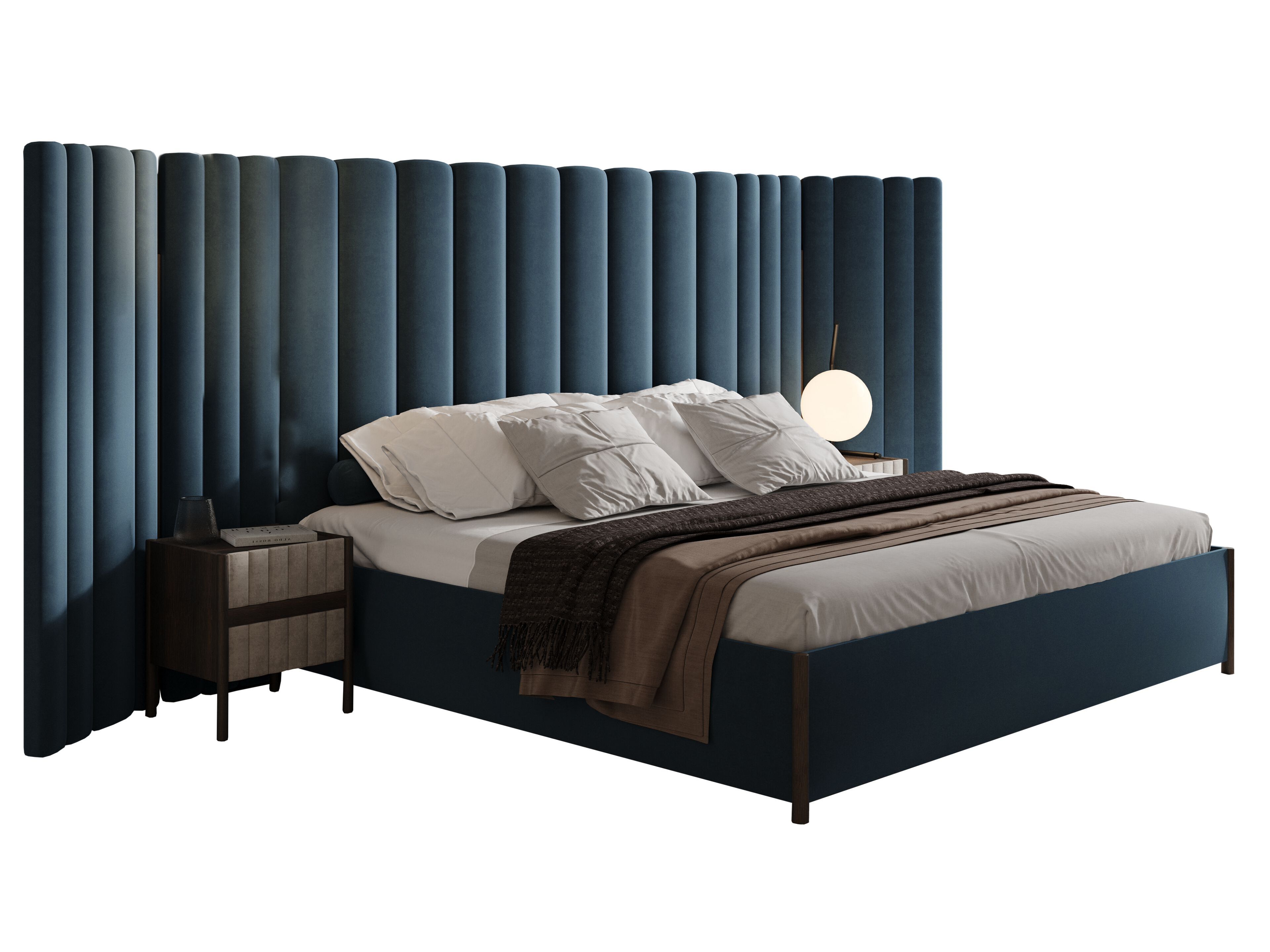 Двуспальная кровать из ткани с мягким изголовьем EUPHORIA Strip ARCH-00085263