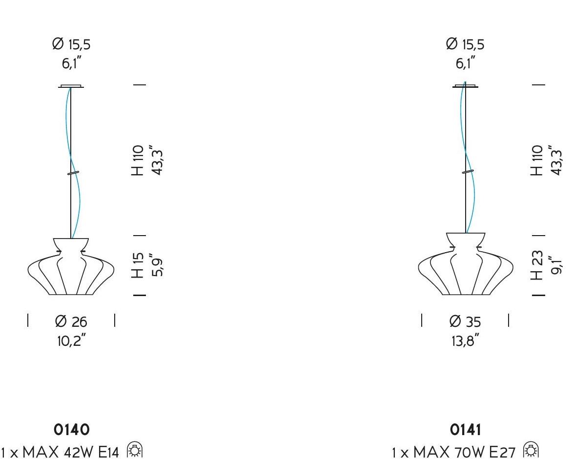 Sylcom Подвесной светильник из дутого стекла Sweet 0141/0140 - Вид №4