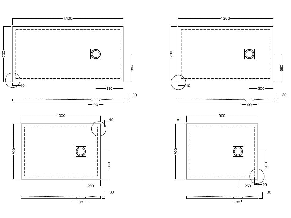 Керамический нескользящий прямоугольный поддон для душа Hatria PETRA H3 ARCH-00148280 - Вид №9