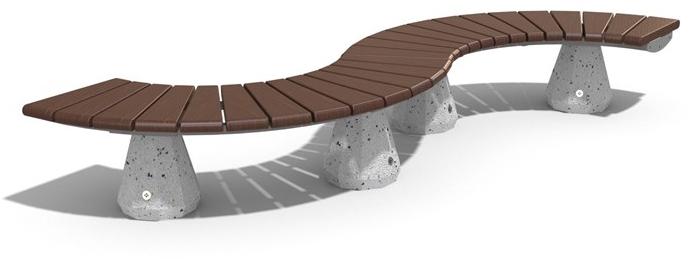 ENCHO ENCHEV - ETE Модульная изогнутая скамья из дерева и бетона  156  - Вид №1