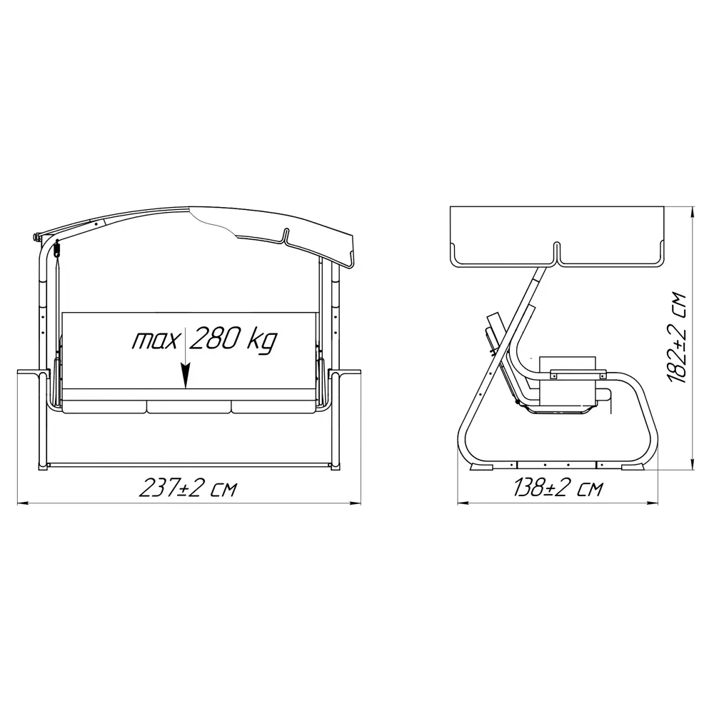 Качели садовые Naterial Ривьера 3-х местные (до 280 кг) коричневый/ бежевый STLM-2053275 - Вид №6