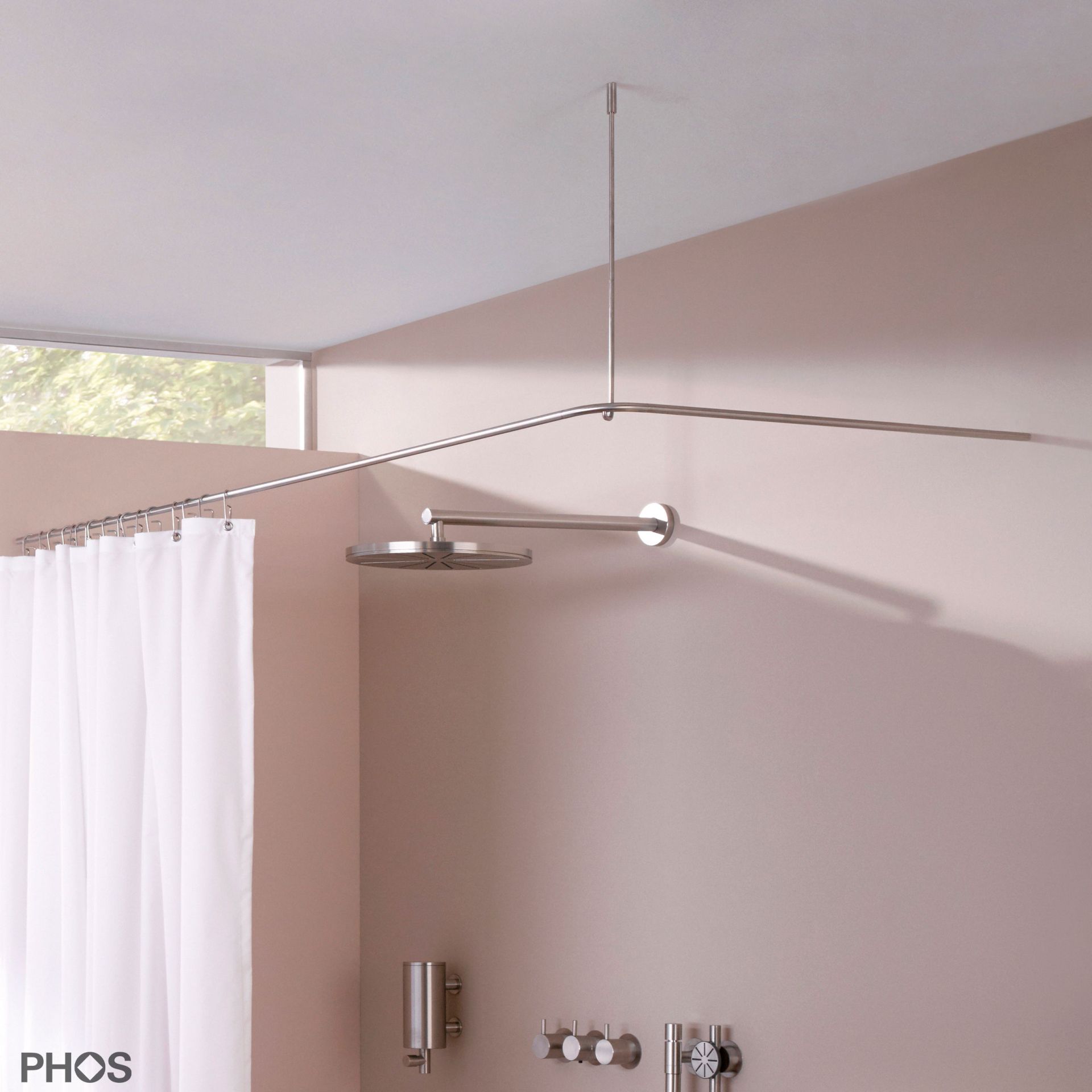 DSE1700-700 Г-образный карниз для душевой занавески, 170 x 70 см, для привинчивания PHOS  - Вид №2