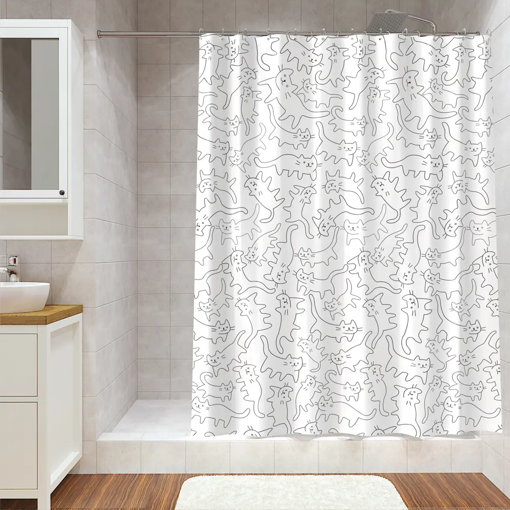 Lemer Fly Cats - Дизайнерская штора для ванной с кольцами 180×200 см 86881074 Flycats STLM-0990802 - Вид №2