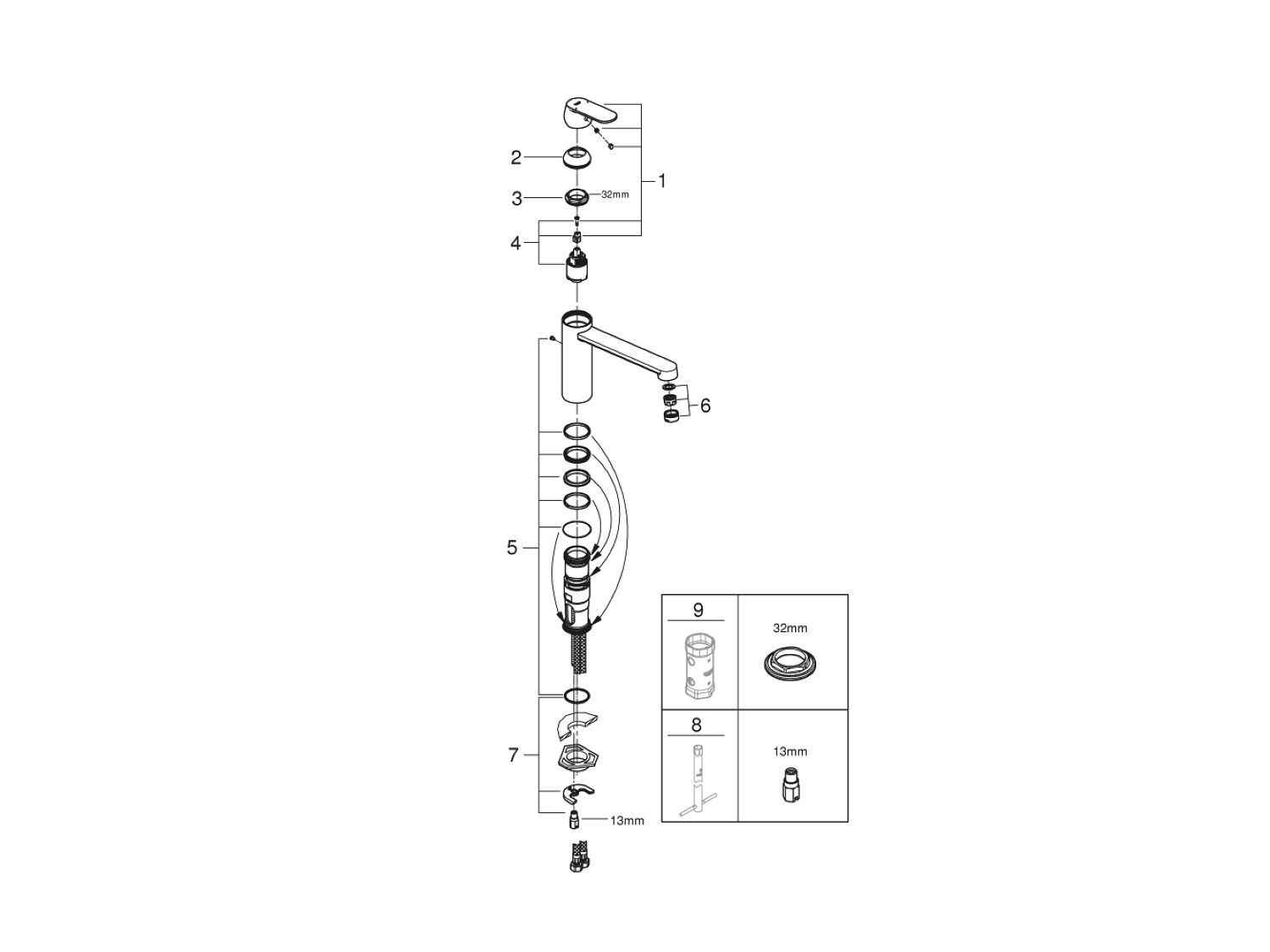 Смеситель для кухни с одним отверстием и поворотным изливом Grohe Eurosmart Cosmopolitan ARCH-00047014 - Вид №3