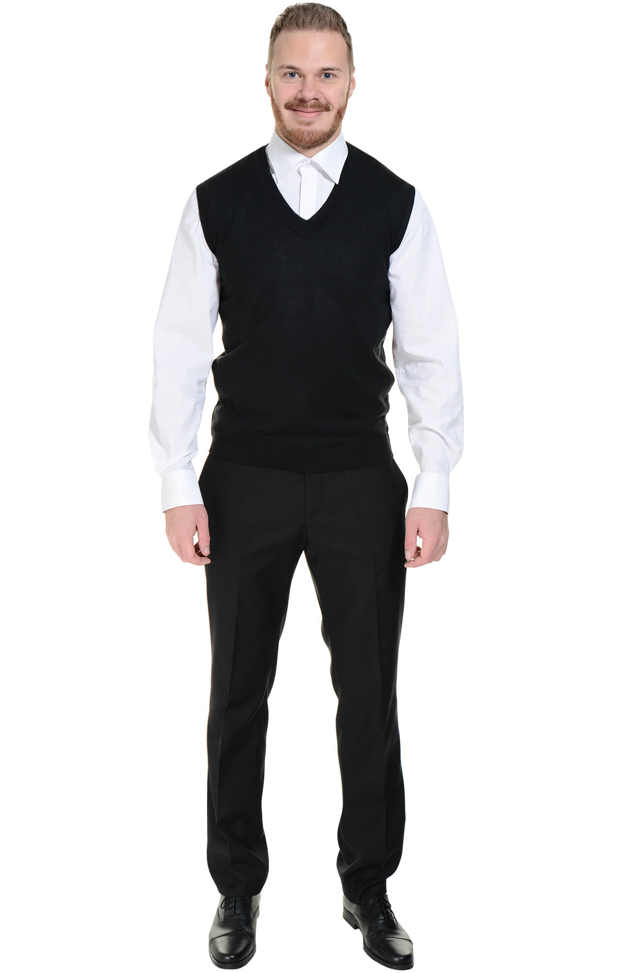 62398 Жилет трикотажный мужской цвет черный  Одежда для официантов  размер 44-46 Спецодежда  - Вид №6