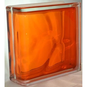 Стеклоблок Vitrablock Волна окрашенный внутри торцевой цвет оранжевый