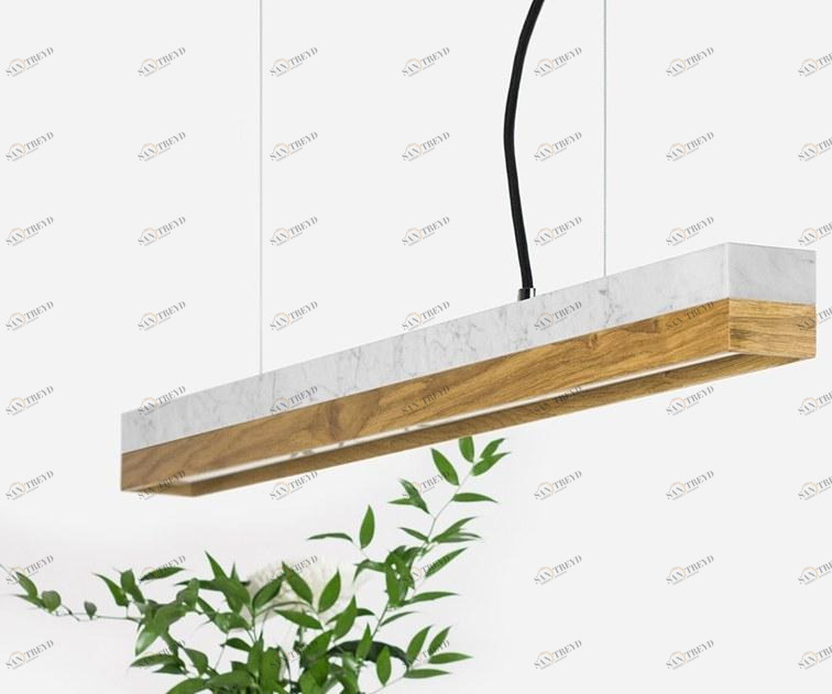 GANTlights Светодиодный подвесной светильник из каррарского мрамора и дуба C sun-id-1418154