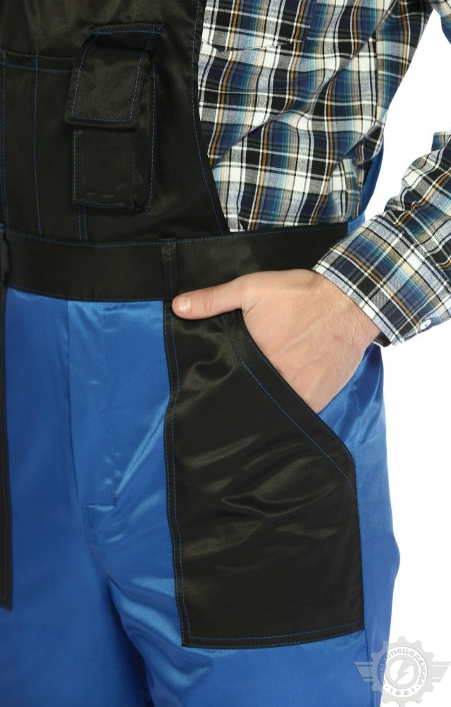 61471 Полукомбинезон "Мастер" василек-черный  Летняя спецодежда  размер 48-50/170-176  - Вид №4
