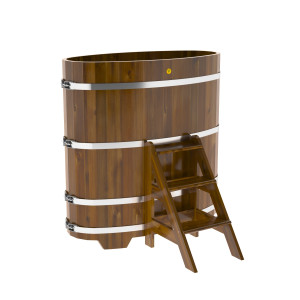 2256 Купель овальная из лиственницы Рустик 0,69х1,31х1,4 морёная Alyarus