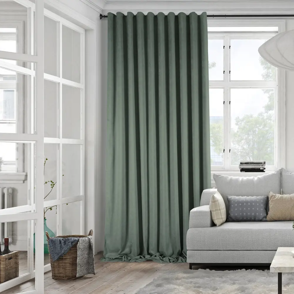 Штора Kreaforta Рим с лентой и скрытыми петлями 200x310 см зеленый 89392373 STLM-1568693 - Вид №7