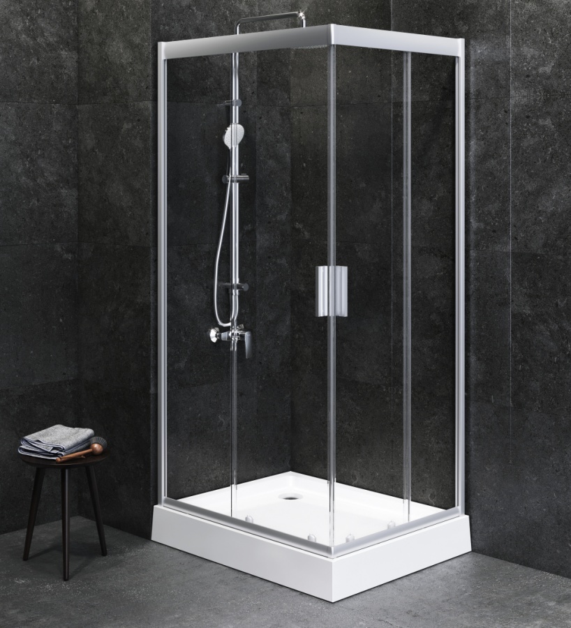 W90G-404-100280-MT душ.ограждение 100х80 прям.стекло прозрачное профиль мат.серебробез поддон AM.PM Gem