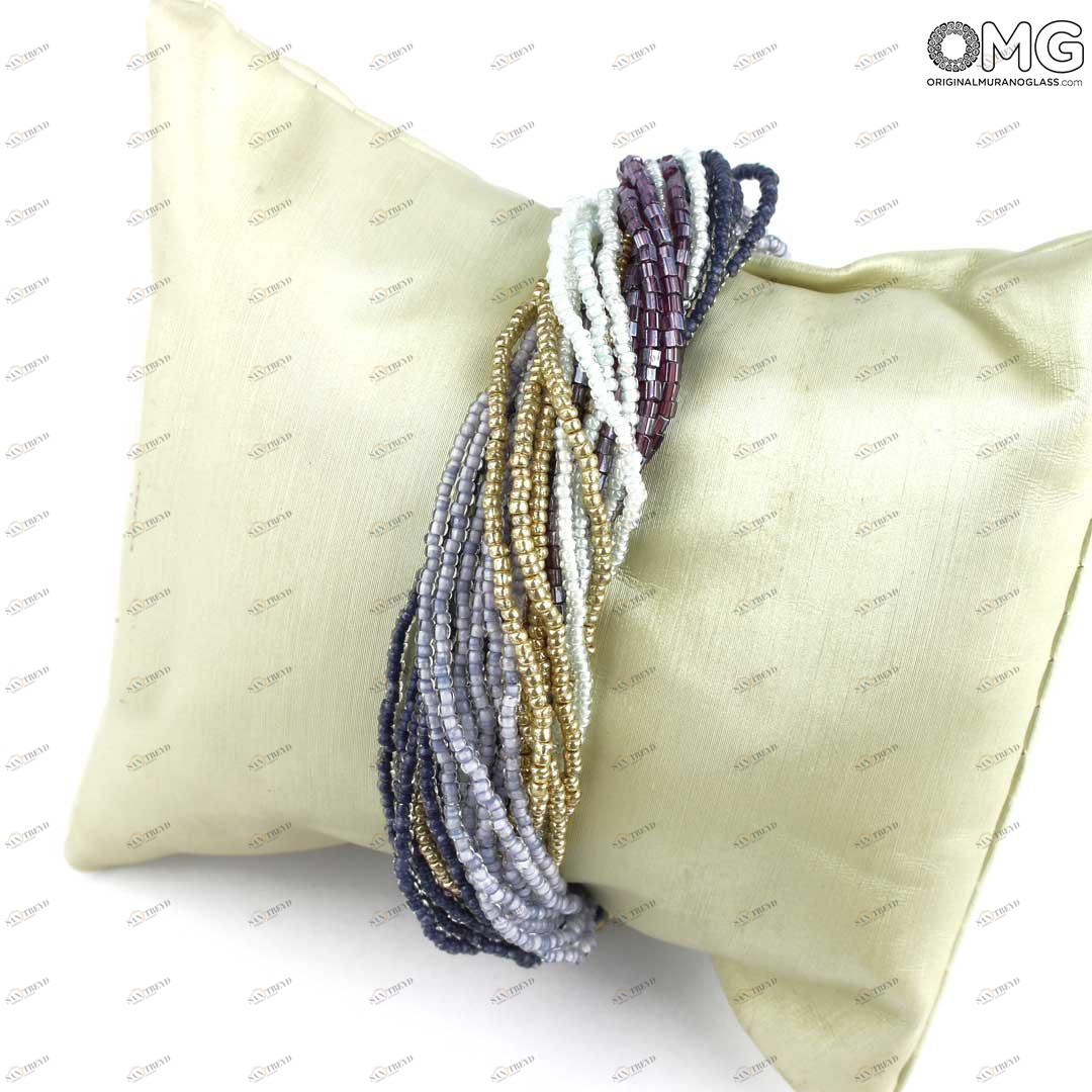 3701 ORIGINALMURANOGLASS Сиреневый многониточный браслет - муранское стекло OMG 18 см 