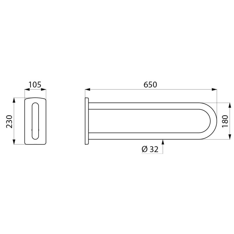 510161S Фиксированная опора из матовой нержавеющей стали, длина 650 мм DELABIE  - Вид №1