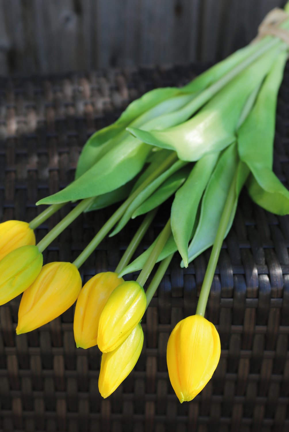 2942 330 a3 Искусственный букет тюльпанов, 7-кратный, 44 см, real touch, желтый H-andreas  - Вид №3