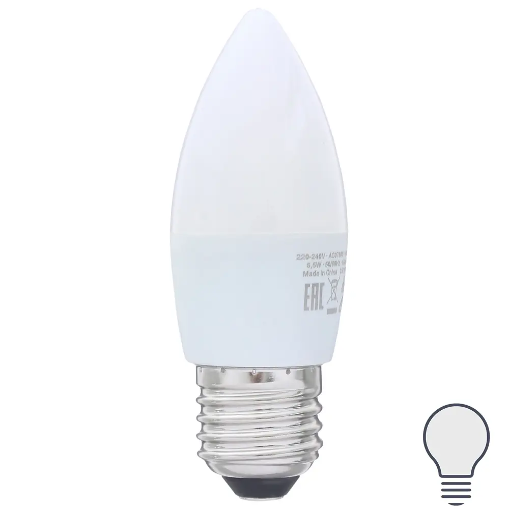 Лампа светодиодная Osram Свеча E27 6.5 Вт 550 Лм свет холодный белый STLM-2166250