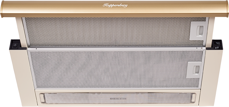 SLIMLUX II 60 Bronze Встраиваемая вытяжка, ширина 60 см, отвод/рециркуляция, 550 м3/час, механическое управление, 3 скорости, освещение 2х40 вт, металлические жироулавливающие фильтры, угольный фильтр с3с (опция), 38-54 дб, цвет бежевый/бронза (португалия Santreyd 