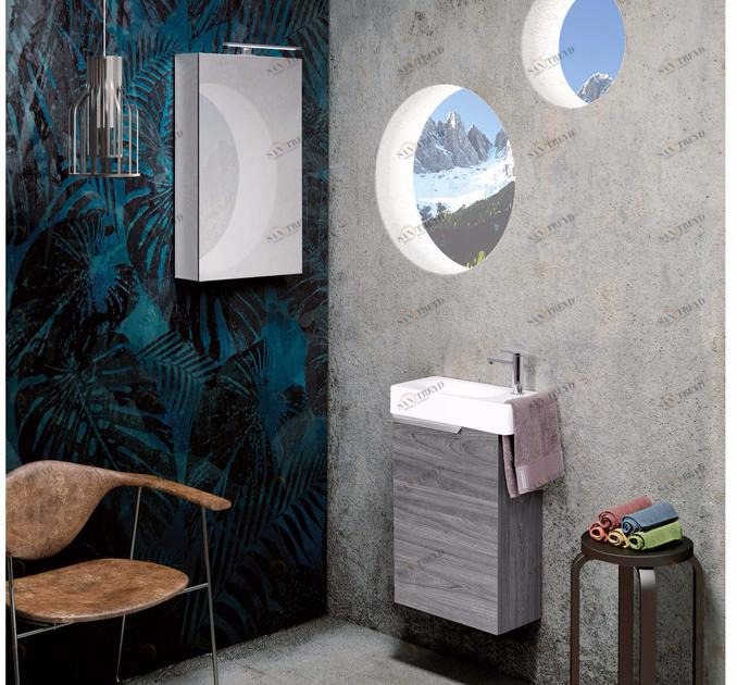 Mobiltesino Подвесная тумба под умывальник из ламината с зеркалом Fly sun-id-1385432