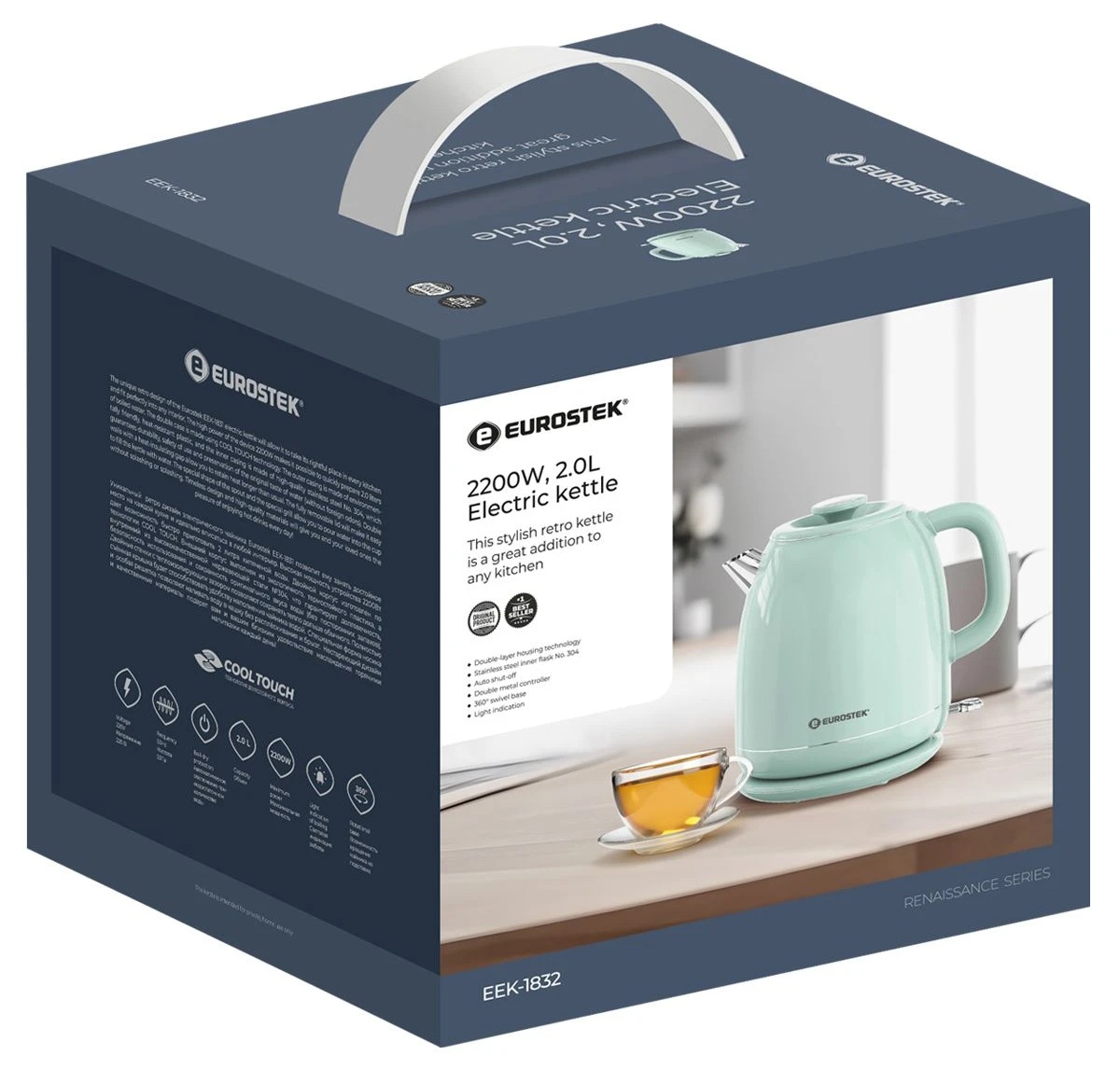 9242812 Электрочайник Eurostek EEK-1832 бирюзовый STDN-0094369 - Вид №1