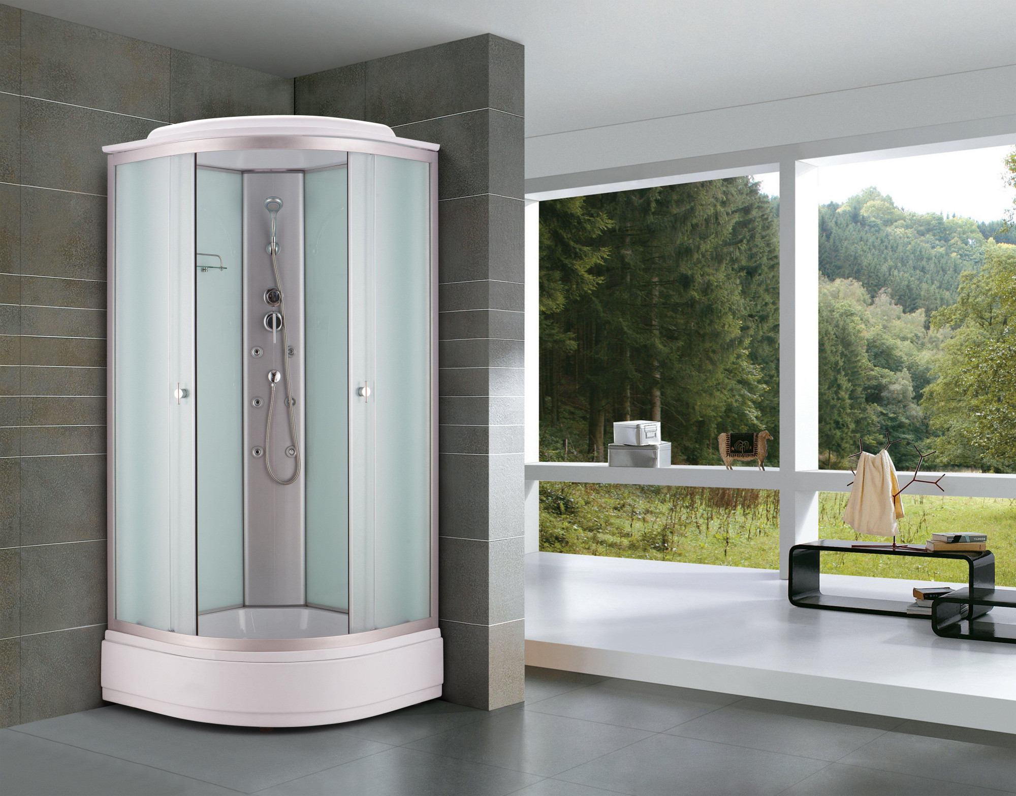 Душевая кабина NG- 3302-14G (1000х1000х2150) низкий поддон(26см) ГИДРОМАССАЖ стекло МАТОВОЕ Niagara Classic 33021424G