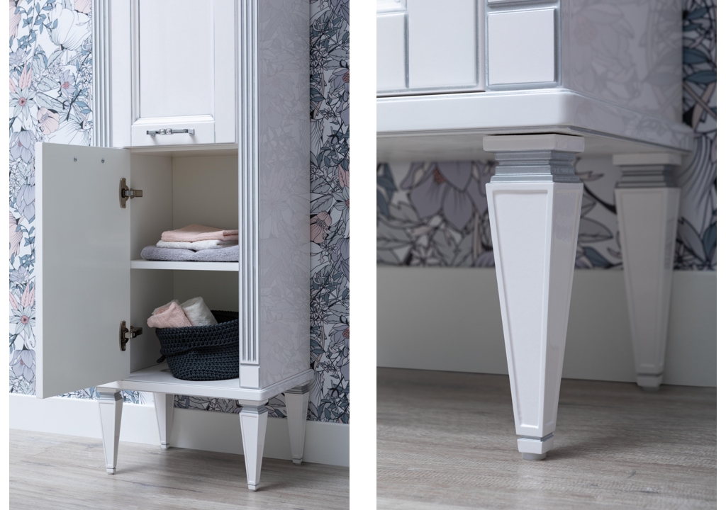 Шкаф-пенал для ванной Aquanet Селена 40 L белый/серебро 00201645 - Вид №3