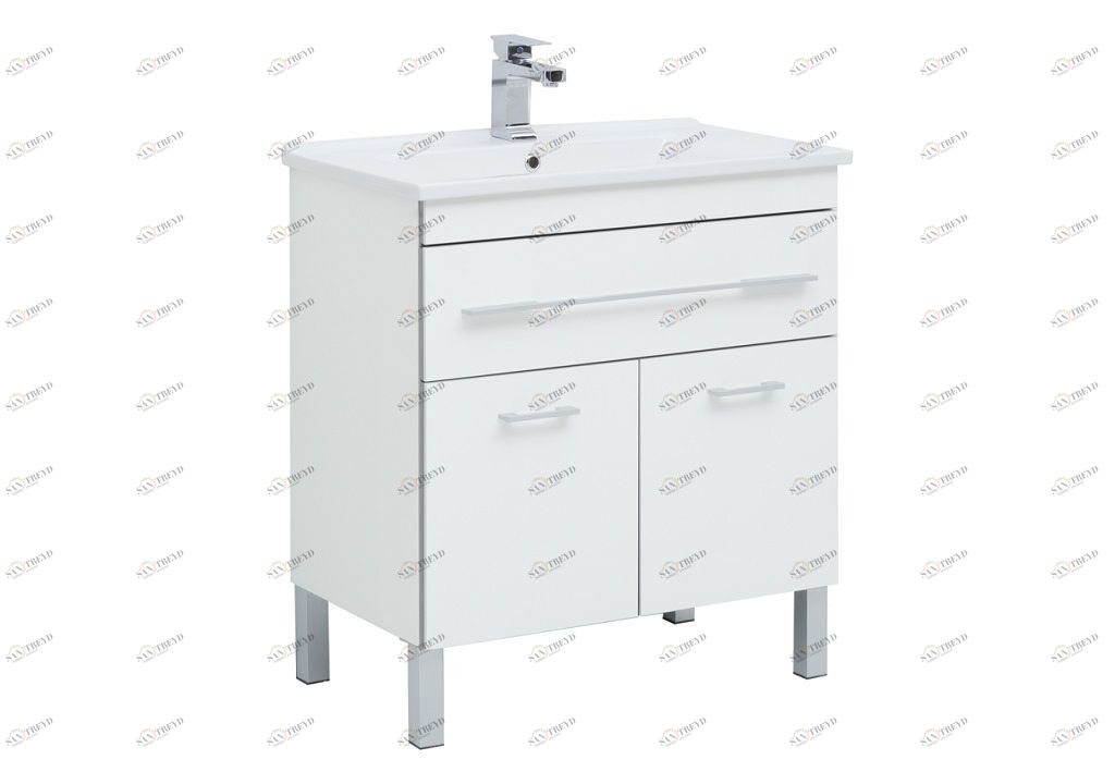 Тумба с раковиной Aquanet Верона N 75 белый (напольная 1 ящик 2 дверцы) 0018624400182319