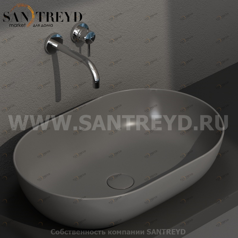 B6O60SK Накладная раковина на столешницу  овальная Ceramica Globo T-EDGE