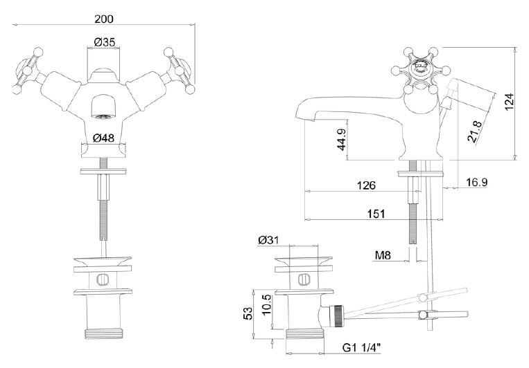 Смеситель для раковины с одним отверстием Burlington BIRKENHEAD ARCH-00079162 - Вид №5