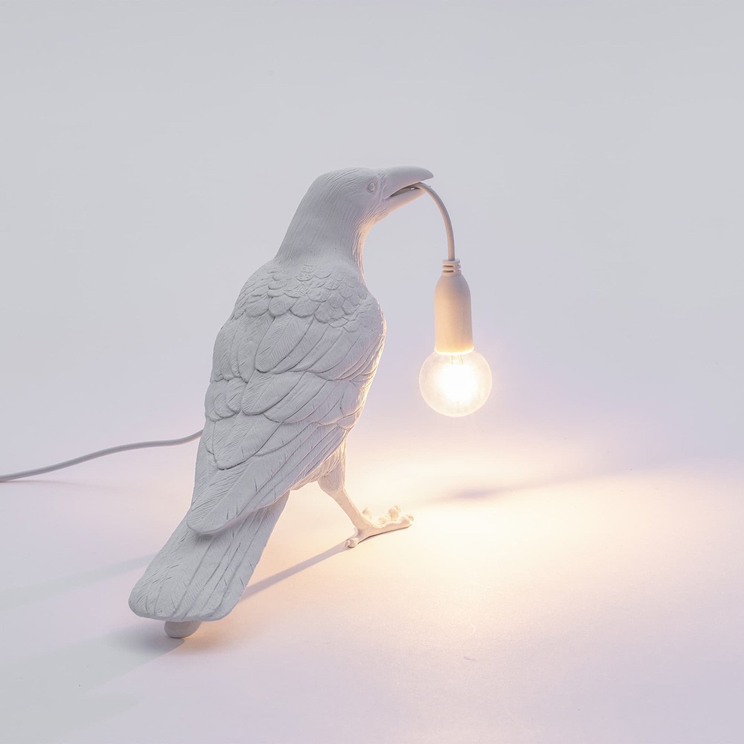 Seletti 14732 waiting BIRD настольная лампа ворона белая Bird lamp 116761 - Вид №2