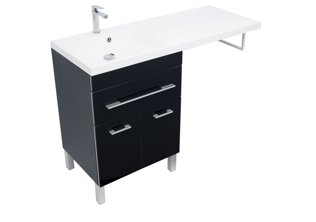 Тумба с раковиной Aquanet Верона 120 L черный (напольная, 1 ящик, 2 дверцы) 0018270500239565 - Вид №2