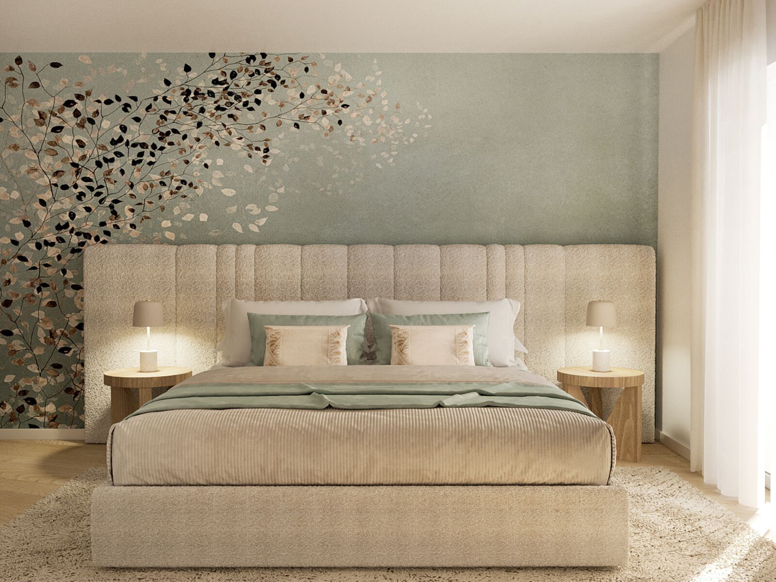 Двуспальная кровать с мягкой тканью ANA ROQUE INTERIORS ARCH-00027969 - Вид №1