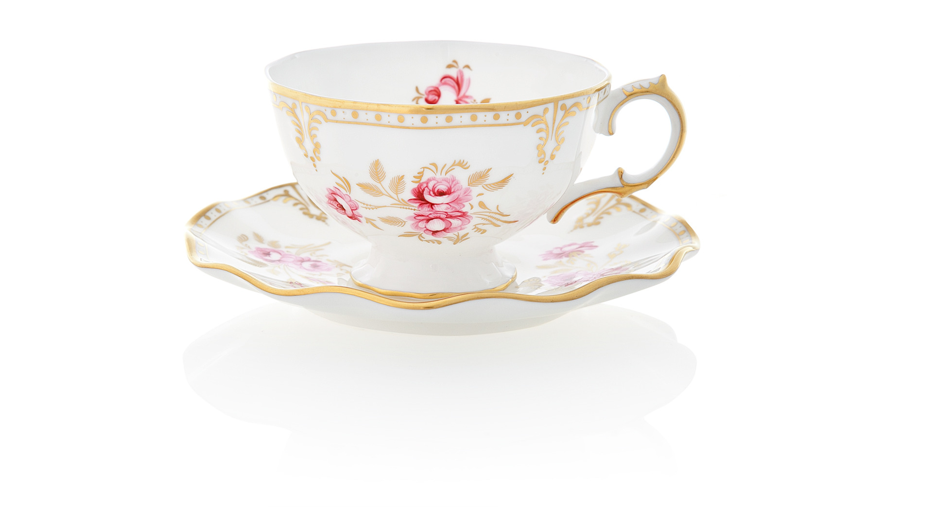 10629056 Royal Crown Derby Сервиз кофейный Royal Crown Derby "Королевская роза Пинкстона" 6/20 Фарфор костяной  - Вид №1