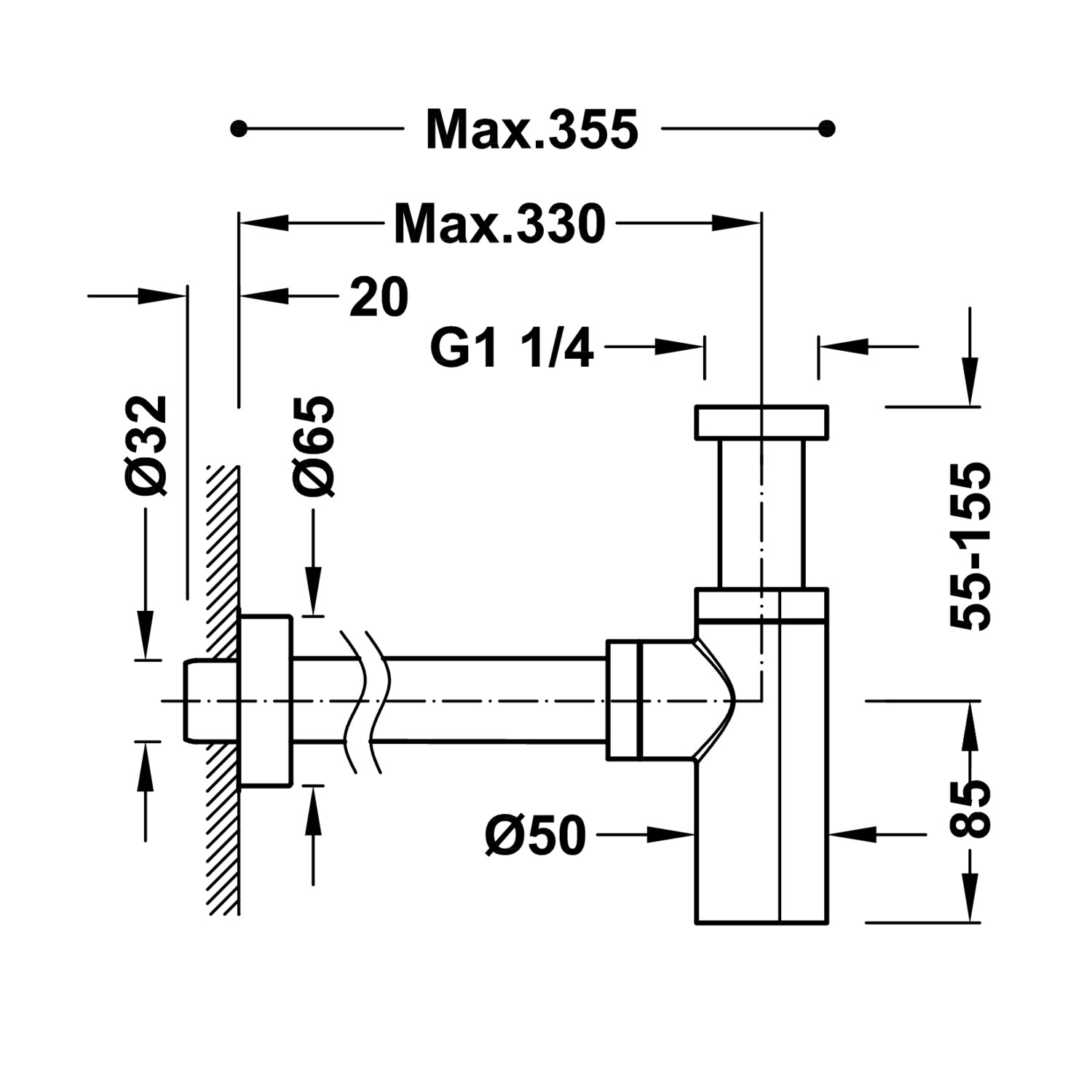 Телескопический сливной люк для умывальника-16110372 TRES Drain - Вид №1
