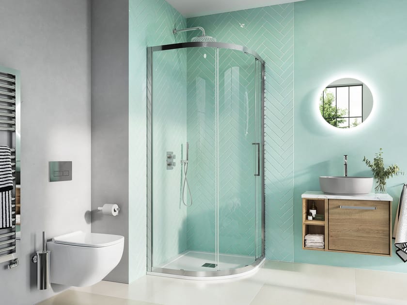 Угловая душевая кабина из закаленного стекла с раздвижной дверью CROSSWATER INFINITY ARCH-00094133