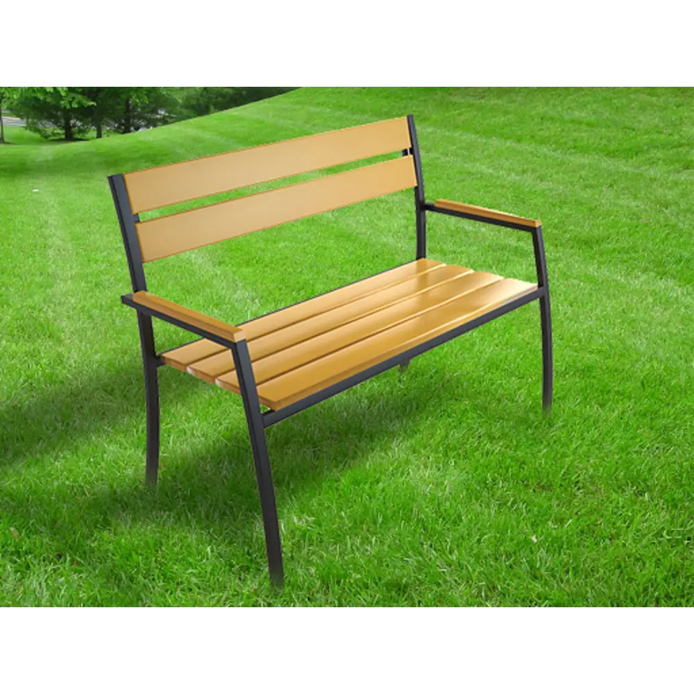 Скамья садовая разборная Garden113х56х85,6 см сталь/дерево желтая 82608842 STLM-2105893 Santreyd  - Вид №1