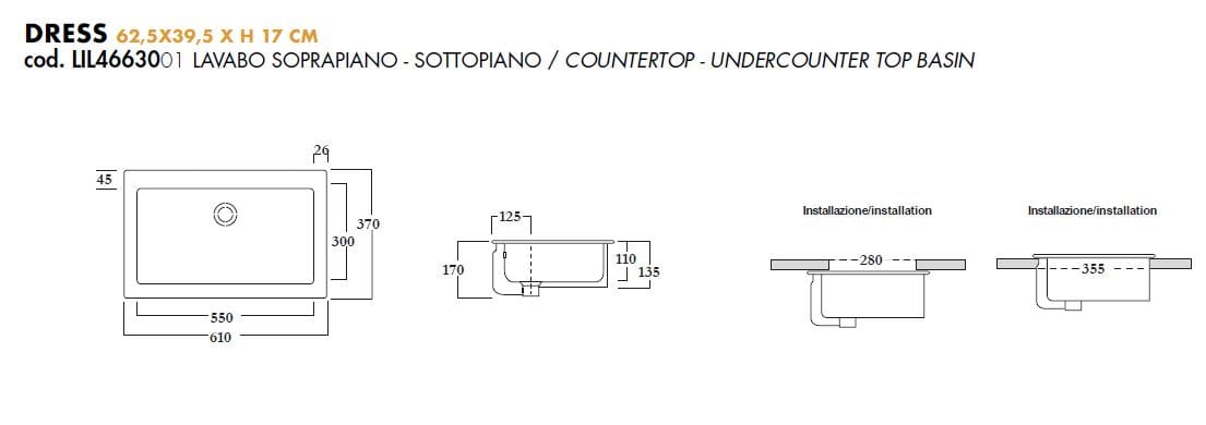Керамическая прямоугольная встраиваемая раковина Olympia Ceramica DRESS ARCH-00011842 - Вид №2