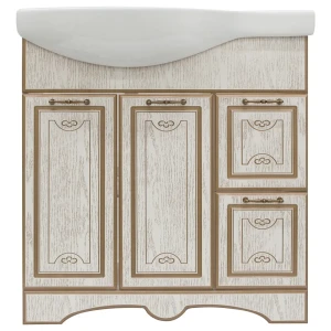 Тумба под раковину напольная «Луиза»  с доводчиками 83 см цвет белое золото