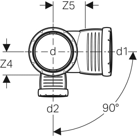 GEBERIT 393.470.14.1 Крестовина двухплоскостная комбинированная Geberit Silent-Pro 87,5°, левая  - Вид №2