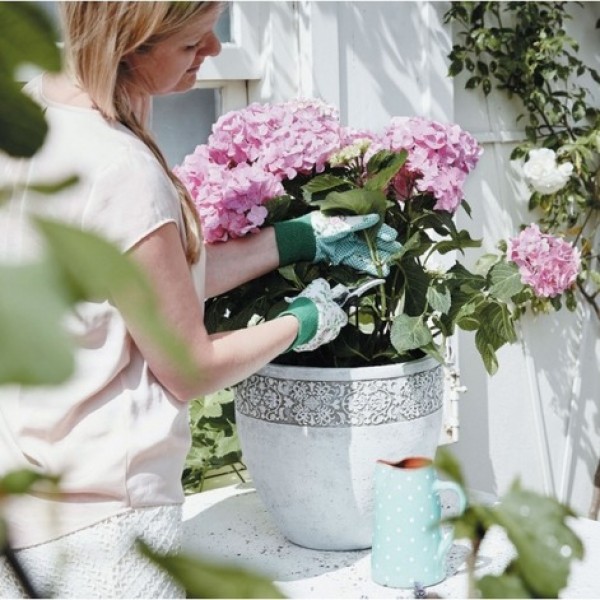 Вазон из искусственного камня с резным орнаментом 35 см серый "Дижон" LE-VILLAGE FLORERO 044756 Серый  - Вид №1