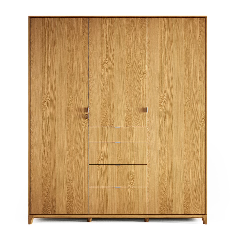 Шкаф трехстворчатый с ящиками натуральный дуб Case №2 THE IDEA  210383 Бежевый  - Вид №1