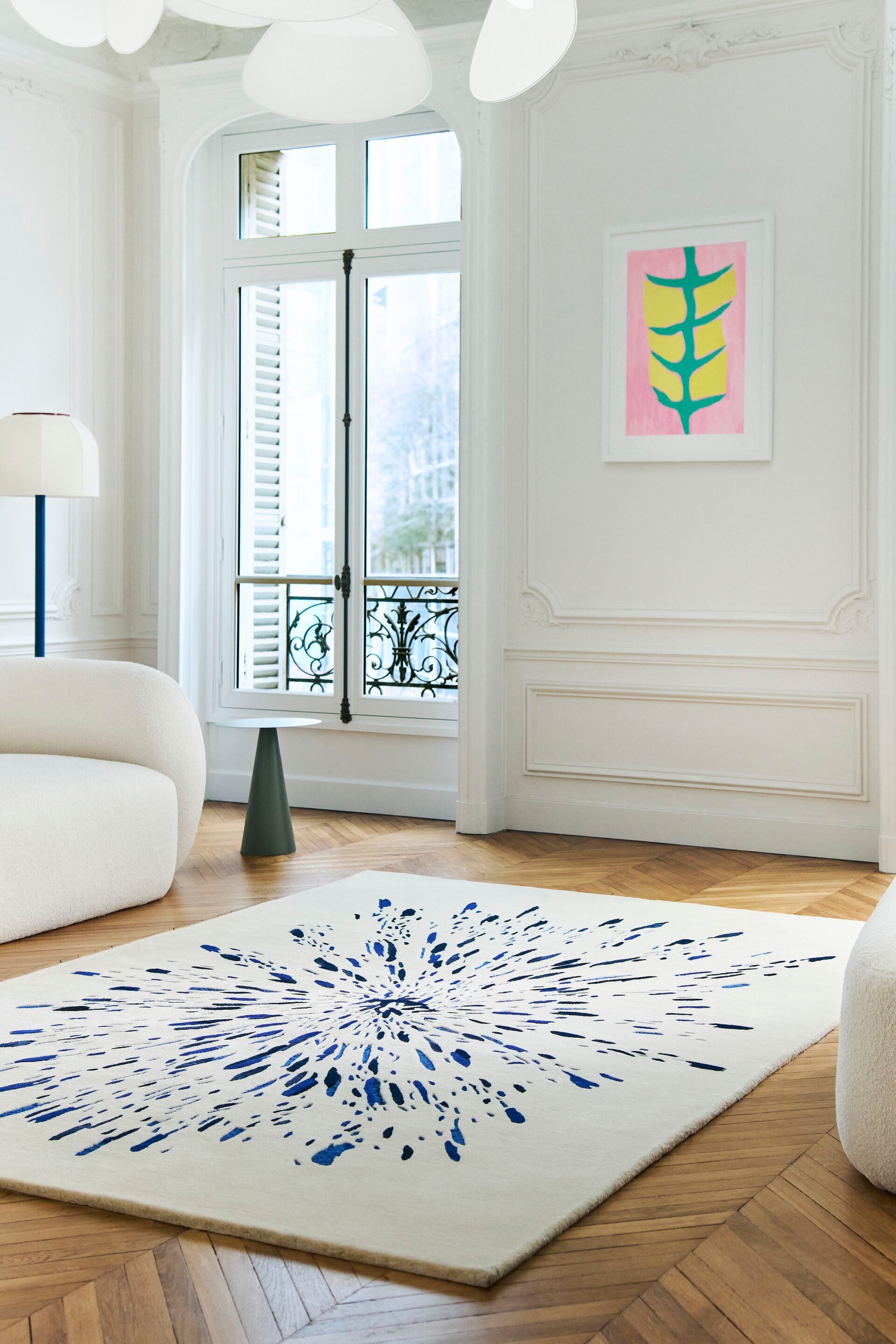 Шерстяной ковер ручной работы Toulemonde Bochart PAINT BLANC BLEU ARCH-00145568 - Вид №2