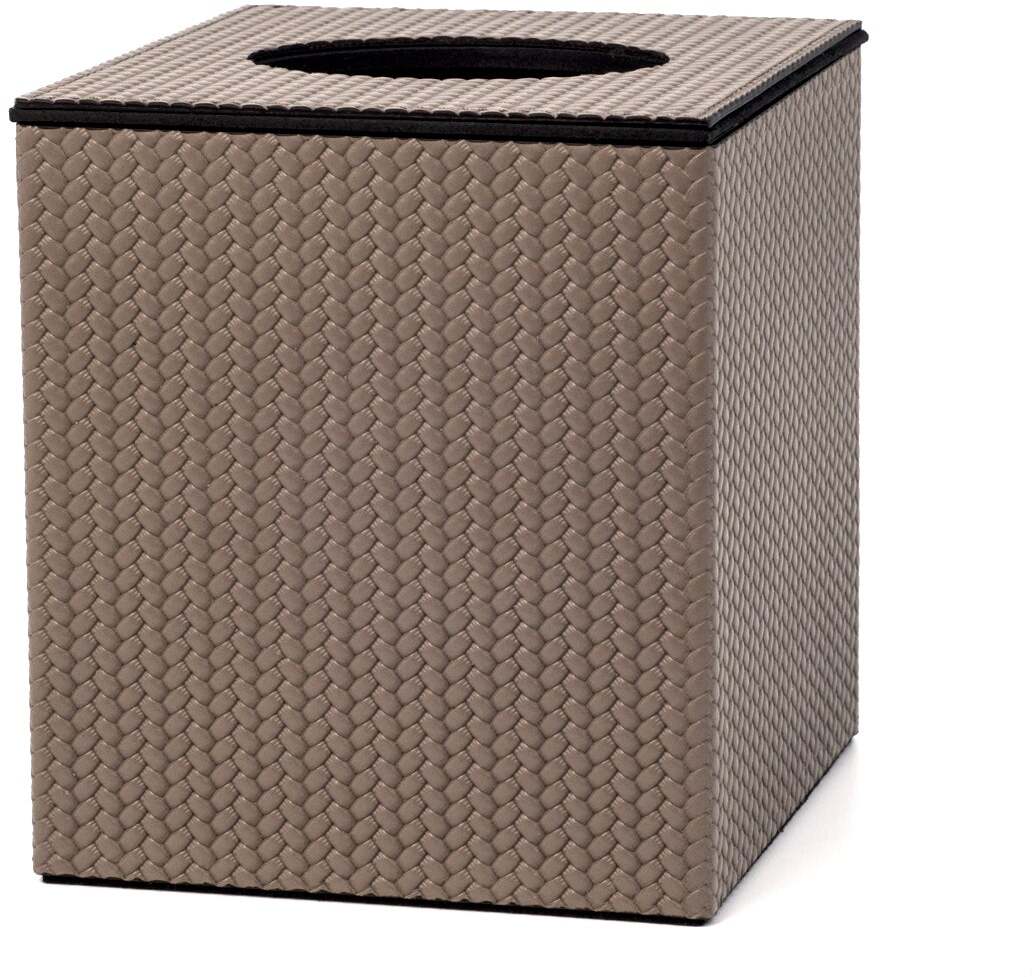 Квадратная коробка для салфеток с магнитной крышкой - 12,2X10,7XH12,5 см / тканая кожа_coffee