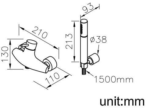 JUSTIME Смеситель для душа, однорычажный, с ручным душем Tai chi 6780-93-81cp - Вид №2