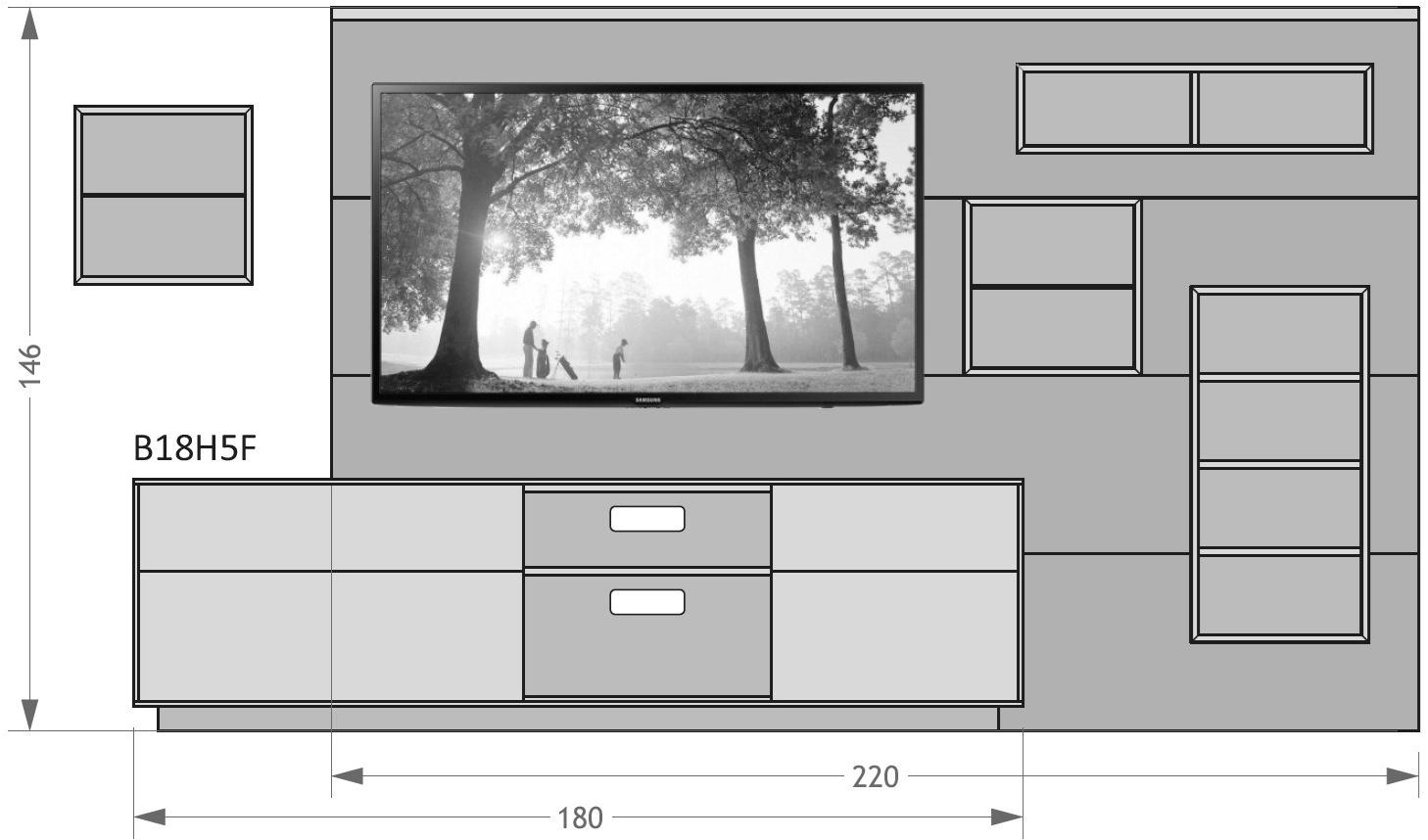 sixay furniture Оборудованная стена с подставкой под телевизор sun-id-1501421 - Вид №3