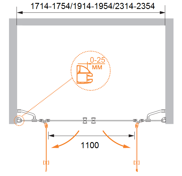 Душевая дверь в нишу CEZARES VERONA-W-B-22-180-C-Cr - Вид №3