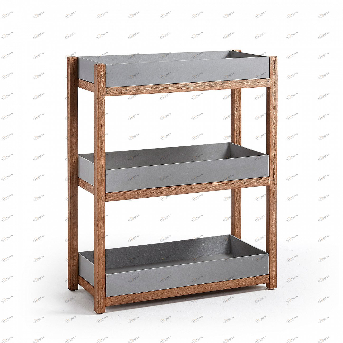 Стеллаж деревянный цементно-серый Luka от La Forma LA FORMA LUKA 00-3864490 Коричневый;серый 