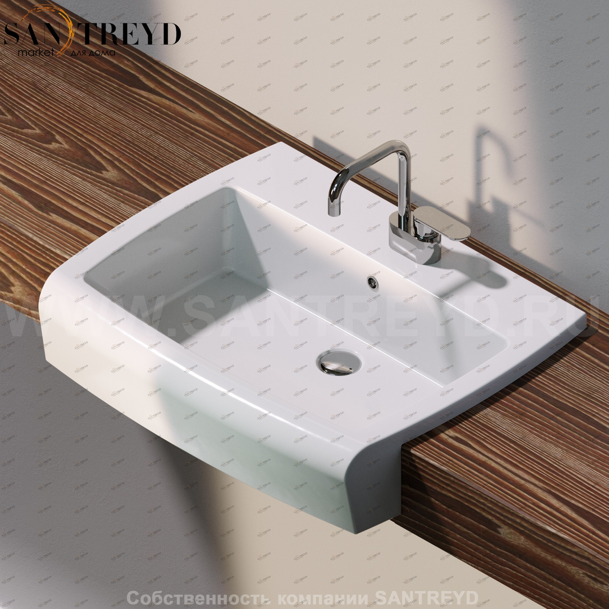 UNA75L.9016 Полувстраиваемая раковина консольная 50 см белая Flaminia Una Ceramica Flaminia UNA75L9016