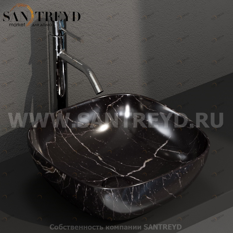 B6Q38PN Накладная раковина на столешницу  квадратная Ceramica Globo T-EDGE